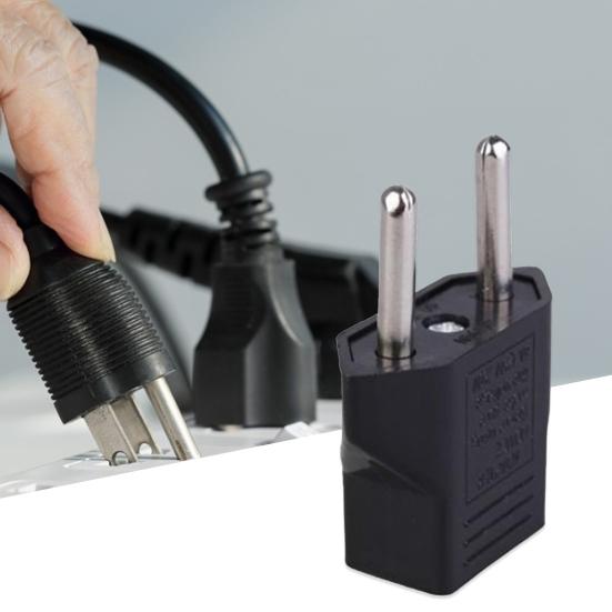 US na EU Adaptér Kompaktní Bezpečný ABS Černý Měnič Zástrčky pro Nástěnné Napájení