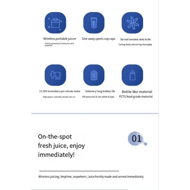 1SET Nouveau Presse-agrumes Portable Rechargeable Petite Tasse à Jus Étudiant Maison Presse-agrumes Multifonctionnel Tasse à Jus