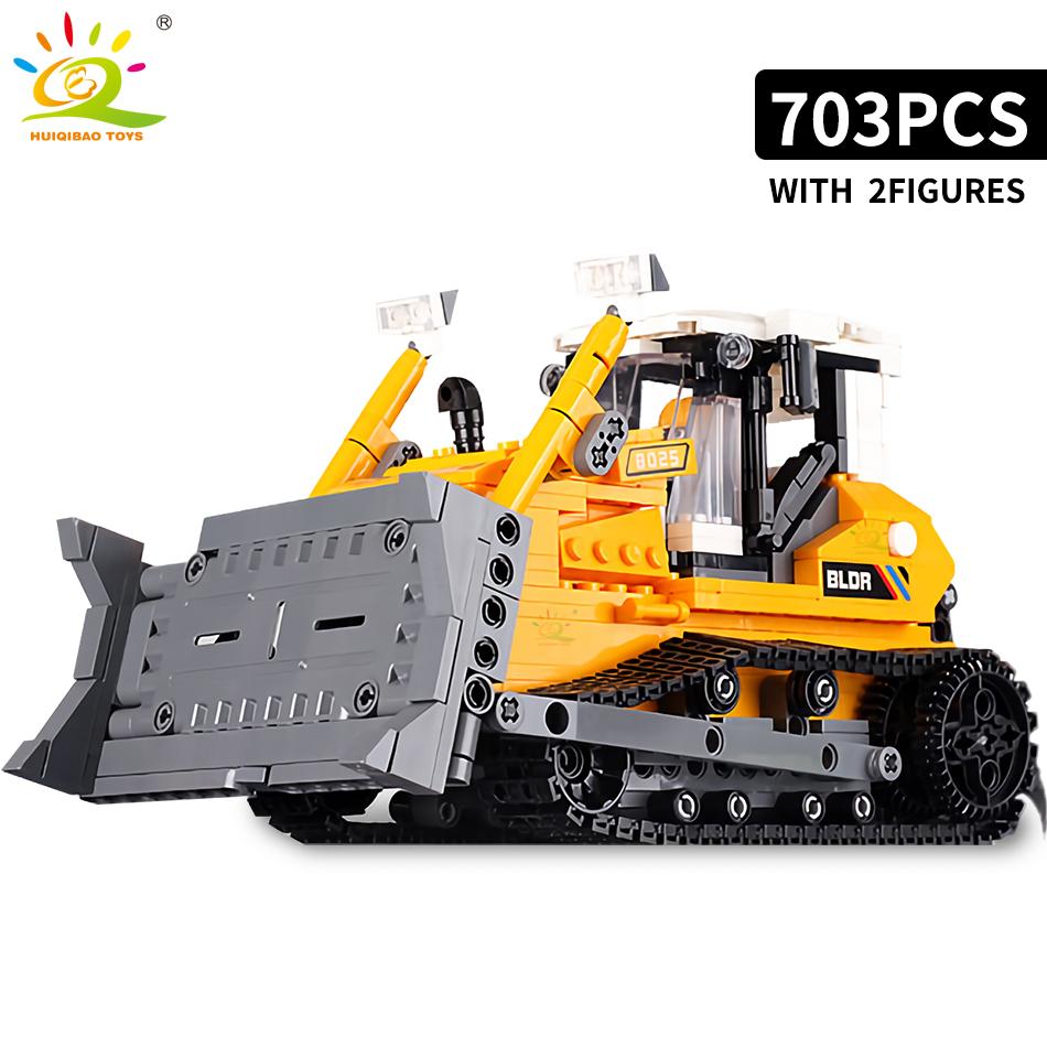 Engineering Truck Building Blocks Vehicle Excavator Bulldozer Crane Car Bricks City Construction Toys For Children Boys