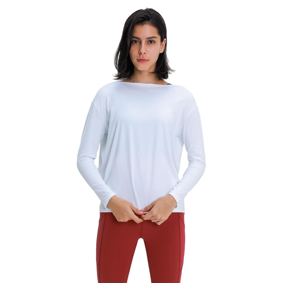 

Pluviva Long Sleeve Yoga Perfect for Hot and Fitness Women s Top, Quick-Drying, Pilates, Running, Gym, Yoga, Cycling, (Z10-wh-M) белый