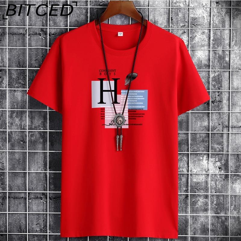 BITCED Bavlněné tričko s krátkým rukávem Pánská móda Košile s volným polovičním rukávem Košile s potiskem