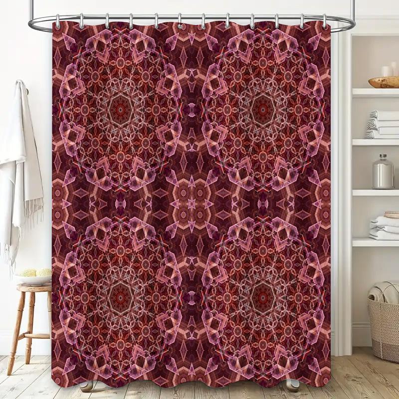 Kaleidoscope Shower Curtain Pink Purple Geometric Pattern Bath Decorations for Home Decoration (180x240cm)