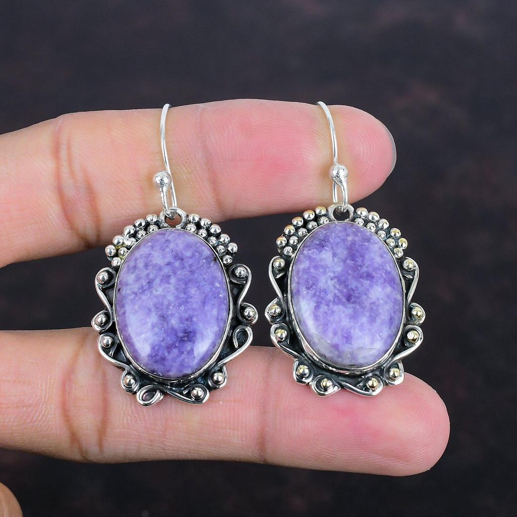 Lepidolite Earrings Gemstone Earring 925 Sterling Silver Earring Handmade Jewelry Very Pretty Dangle Earrings Gifts For Her Wedding Jewelry