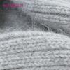 SOMALER Women's Autumn Winter Angora Knit Beanie Hat with Folded Cuff & Metal Badge Fashion Warm Cap 54-58cm
