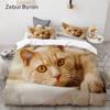 3D Luxury Bedding Set Custom/King/Europe/USA,Duvet Cover Set,Quilt/Blanket Cover Set,Bed Set Animal Sleeping Cat,drop Ship