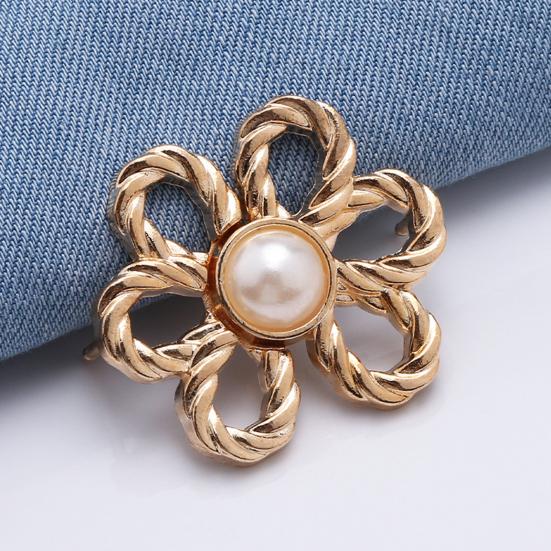 4 Pcs Flower Jeans Buttons Pant Waist Tightener Detachable Decorative Waist Buckles Adjustable No-Sew Pants Clips for Loose Jeans Pants Skirts