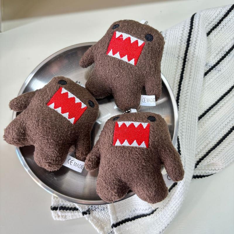 Domo-Kun Plush Toy Keychain Cartoon Soft Stuffed Doll Pendant Car Key Ring Backpack Bag Decor Kid Gift