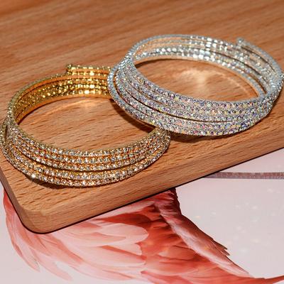 Three Or Five Rows Steel Wire Elastic Fashion Bracelet Women's Simple Rhinestone Japanese and Korean Ornament Factory