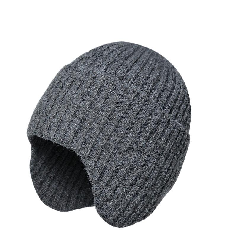 Winter outdoor warm hat men's and women's same thickened knitted wool hat cold-proof ear protector pullover hat