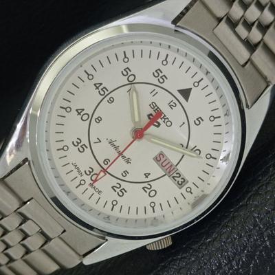 GERECONDITIONEERD VINTAGE SEIKO 5 AUTOMATISCH 6309A JAPAN HEREN D/D WIT HORLOGE a318611-9