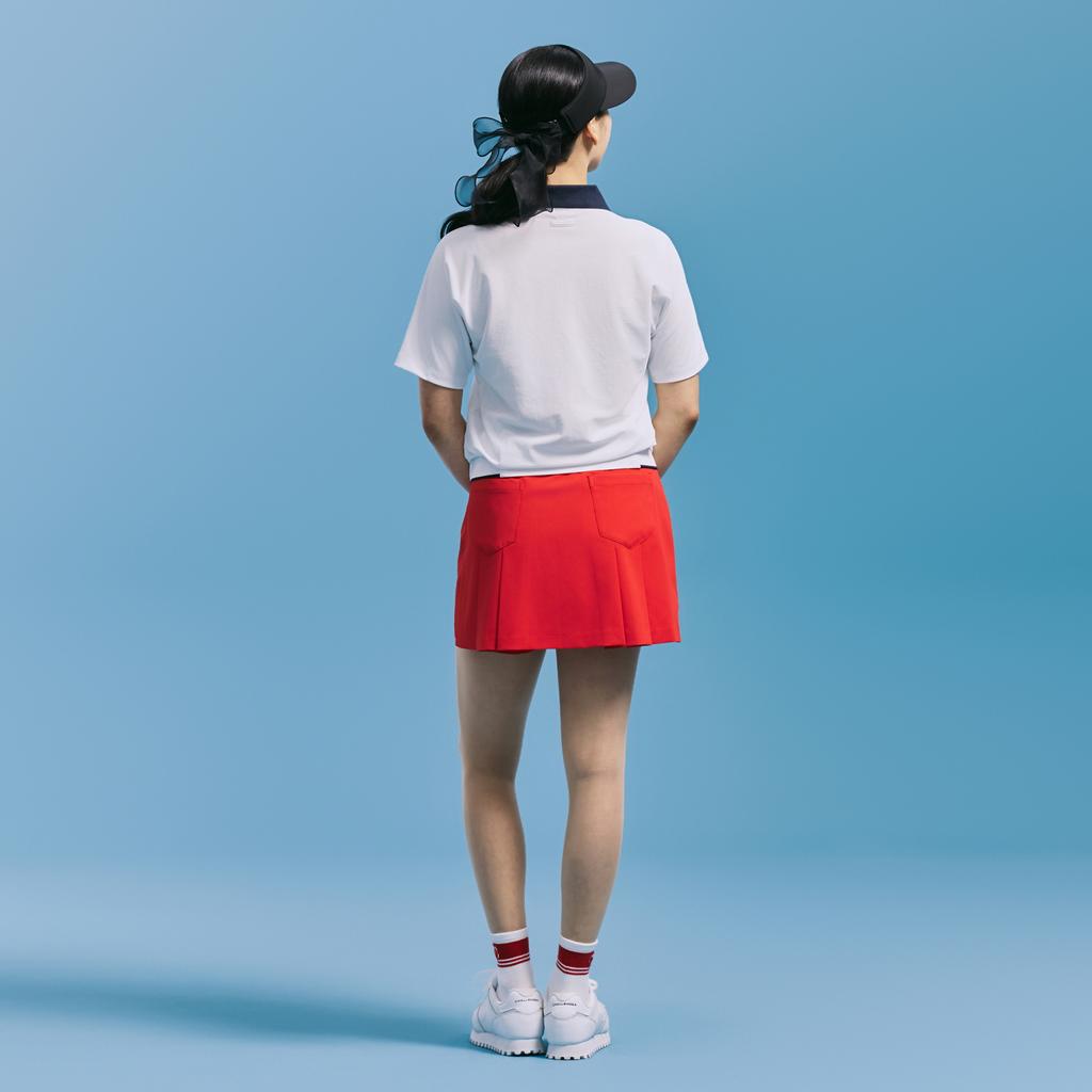 CHALLENGER Women'S Color Block Pleated Wrap Skirt Shorts Red