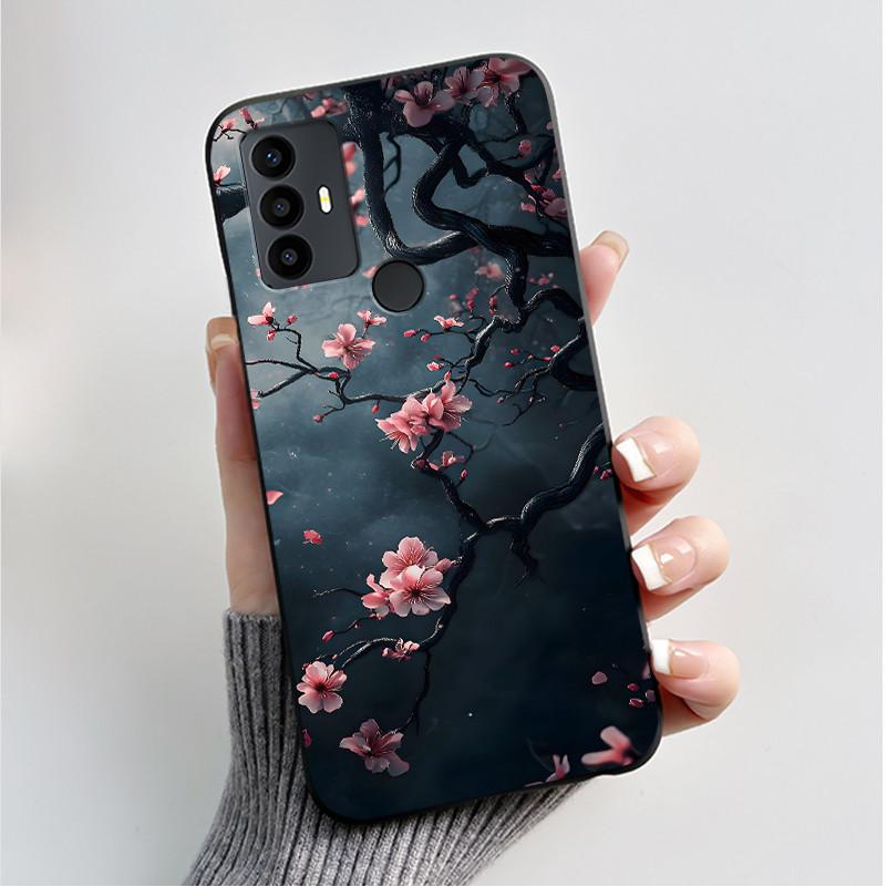 For TCL 30 SE 30E 306 305 Case 6165D 6102H 6102A 6102D Phone Cover Fashion Butterfly Flowers Black Soft Silicone Casing Bumper