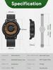 EUTOUR Men's Wooden Magnetic Watch, Fashionable Sports Quartz Watch with Black Dial and Black Stainless Steel Band, Mesh Strap