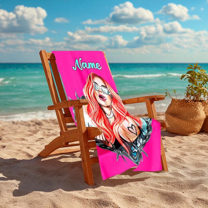 Personalized Customized Proof Beach Towel with Singer Karol G Pattern - Soft, Absorbent,quick-drying,perfect Swimming,camping&bathing