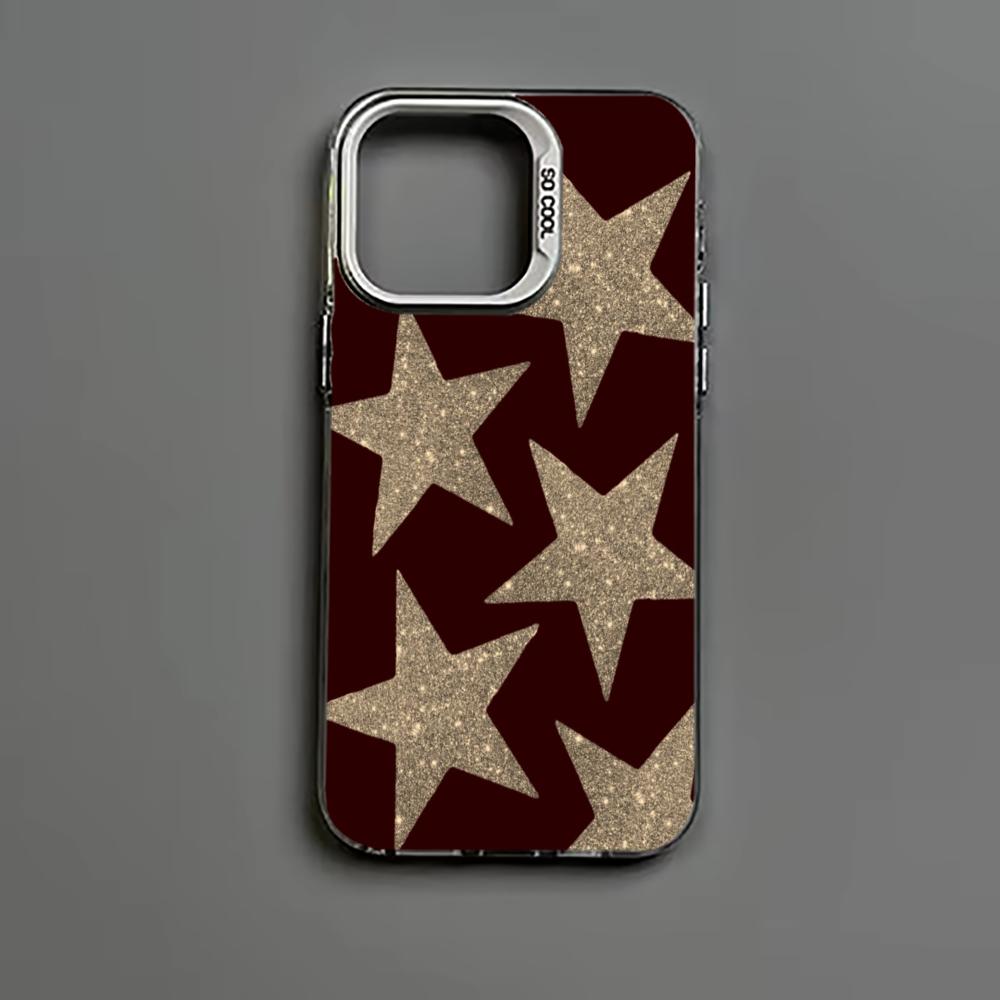 Shining Five Pointed Star Pattern Phone Case Suitable for iPhone 17 16 15 14 13 12 11 Pro/Max/Plus Anti Drop and Shockproof