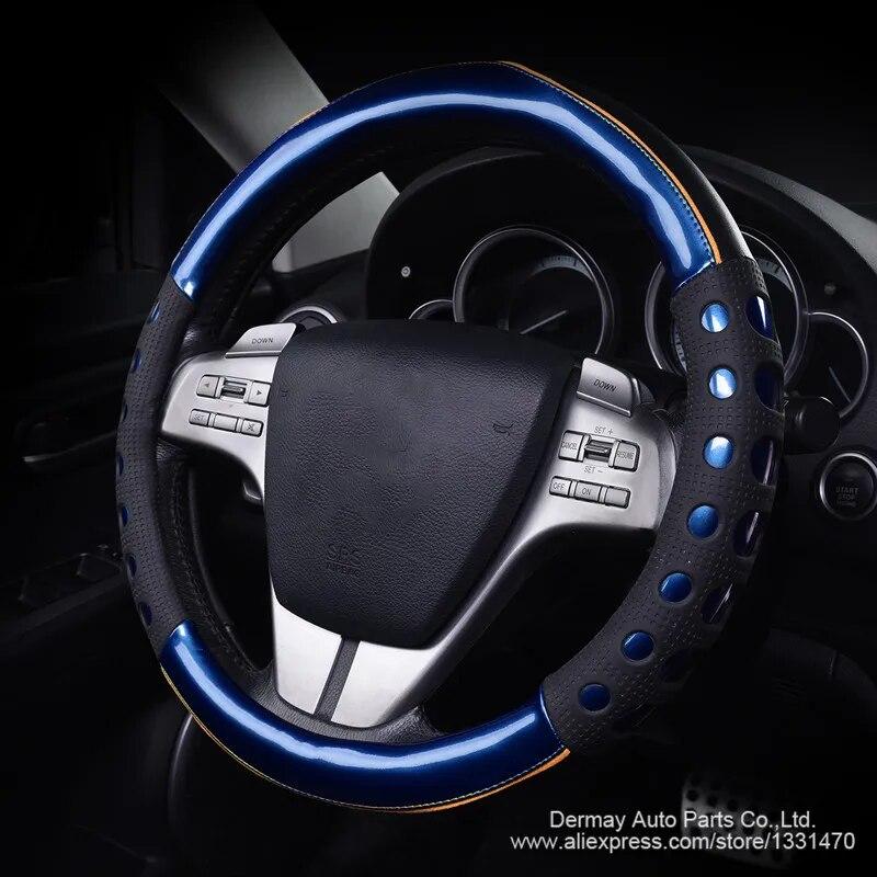 DERMAY Auto Lenkradbezug Wasserdichtes Leder Weiches Gummi Kindersicher Lenkradbezug Vier Jahreszeiten Universal Autozubehör