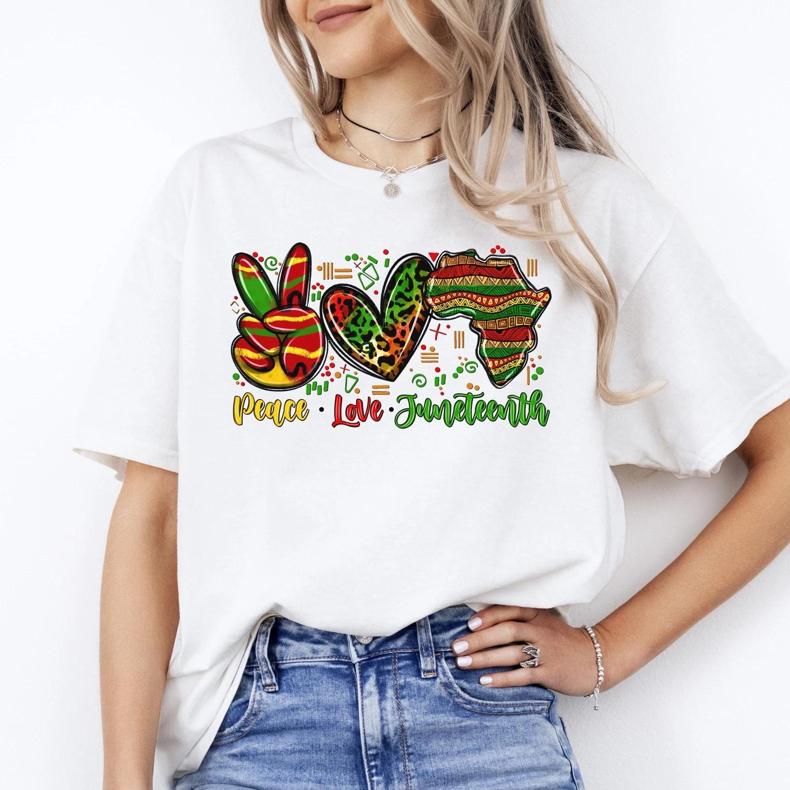 Peace Love Juneteenth T-shirt gift African American month tee 3XL