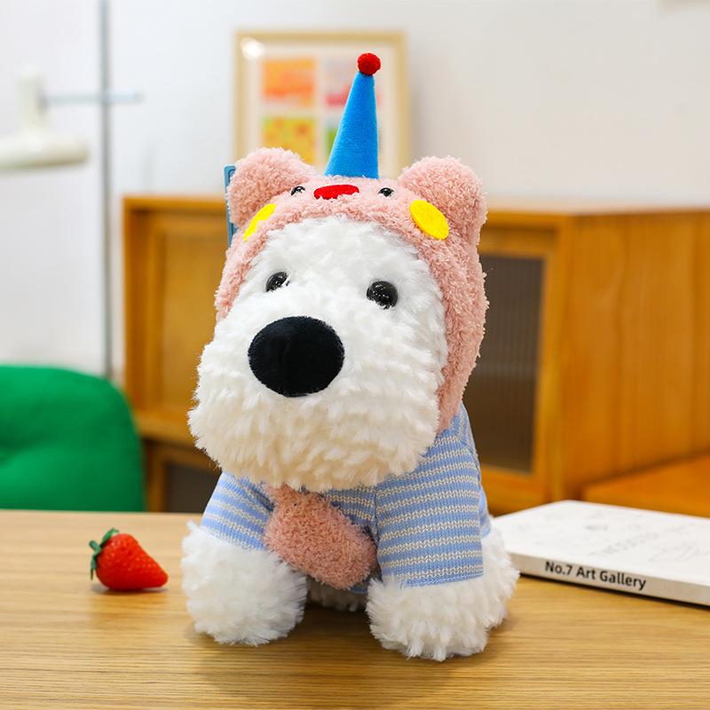 Popular West Highland Puppy Pendant Plush Doll Cute Dressed Dog Keychain Charm Scribbled Dog Doll