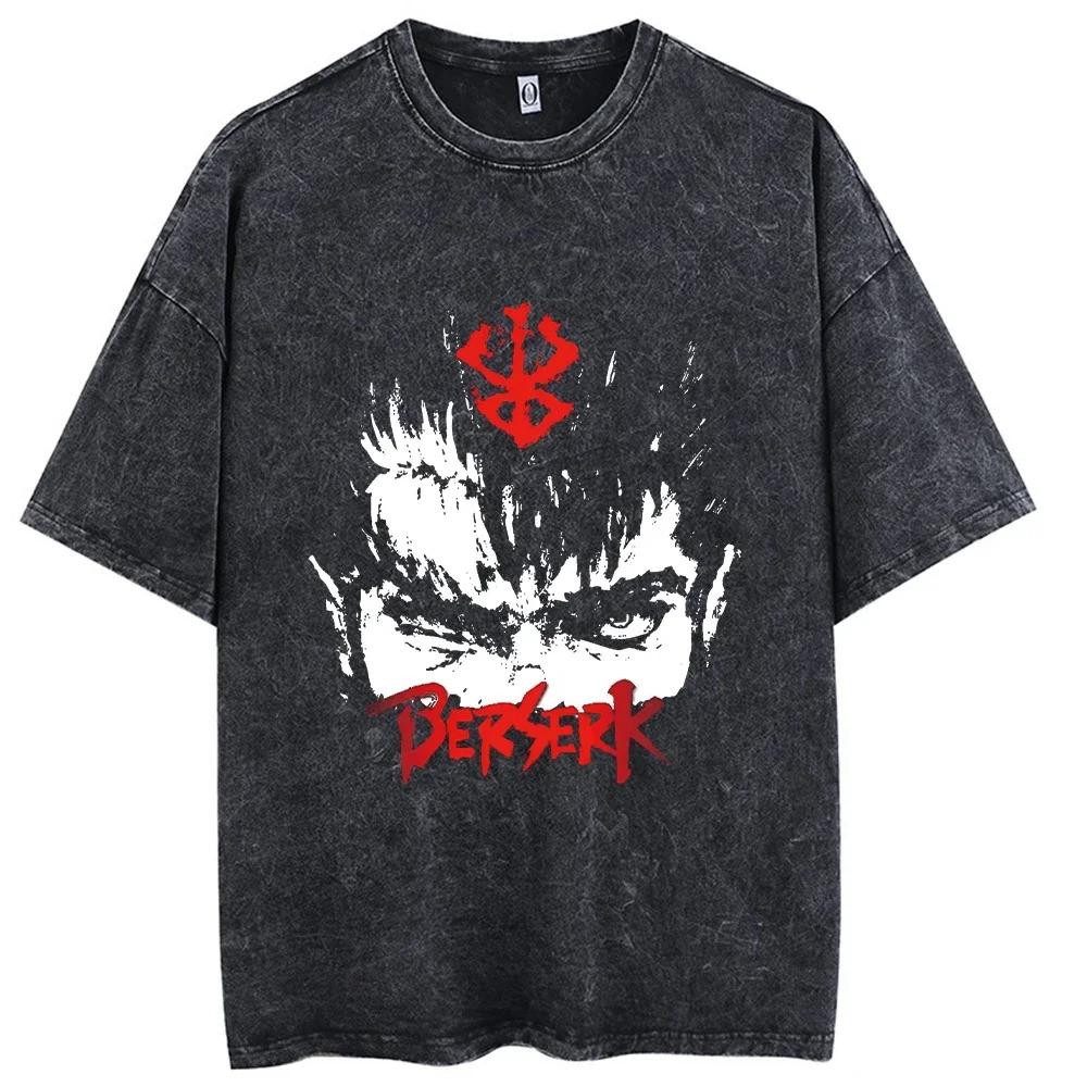 

2026 Summer Fashion Trendy Tee Unisex Hip-hop T-shirt Retro Streetwear Retro Washed Anime Pattern Harajuku Cotton Casual Short Sleeved Shirt L бежевый
