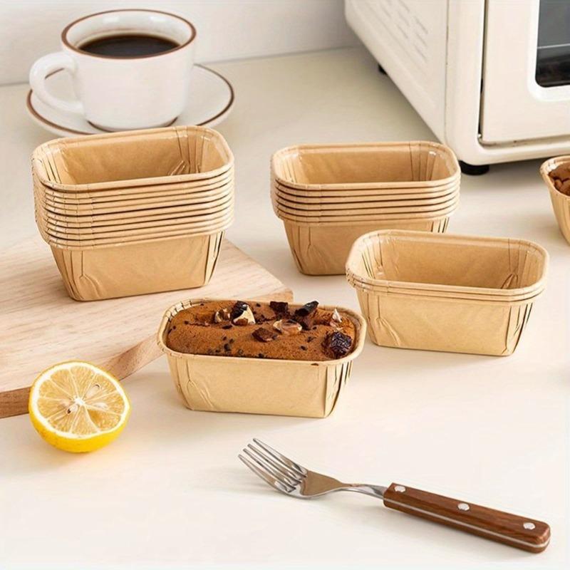 50PCS Oil-proof Baking Cup, Rectangular Mini Size, with Grooved Rim To Prevent Leaks. Suitable for Baking Bread, Cupcakes, and Desserts.