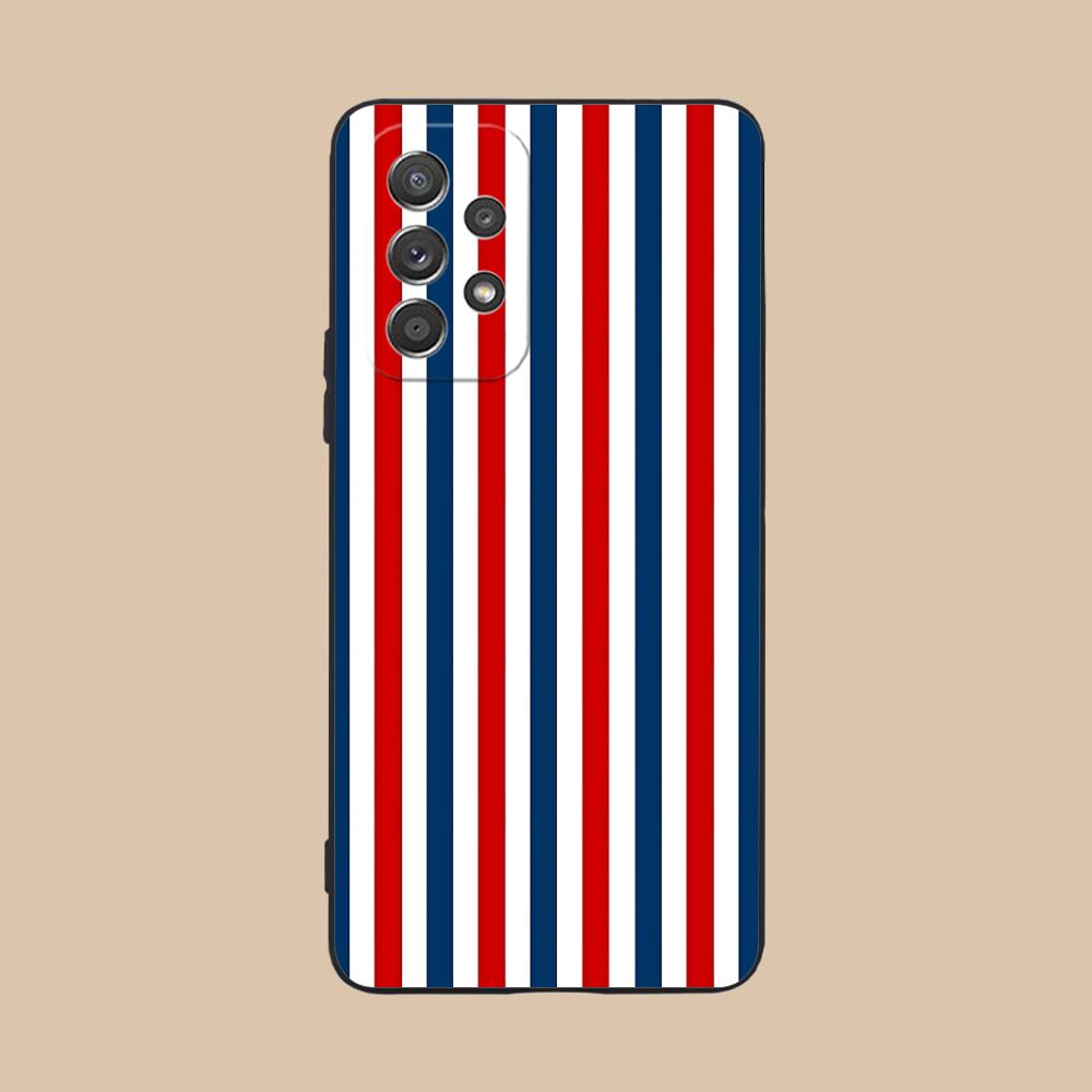 Red Blue Stripe Mobile Phone Case for Samsung Galaxy M55 54 42 35 34 33 32 23 22 15 14 13 12 F55 5G Colorful Cover Luxury Pretty