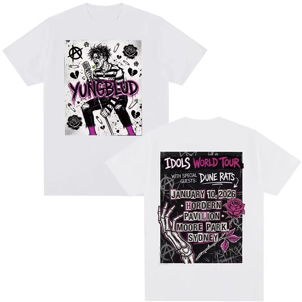 Singer Yungblud IDOLS World Tour Mens Fashion HipHop TShirt Comfortable and Breathable 2026 pure Cotton Casual TShirt