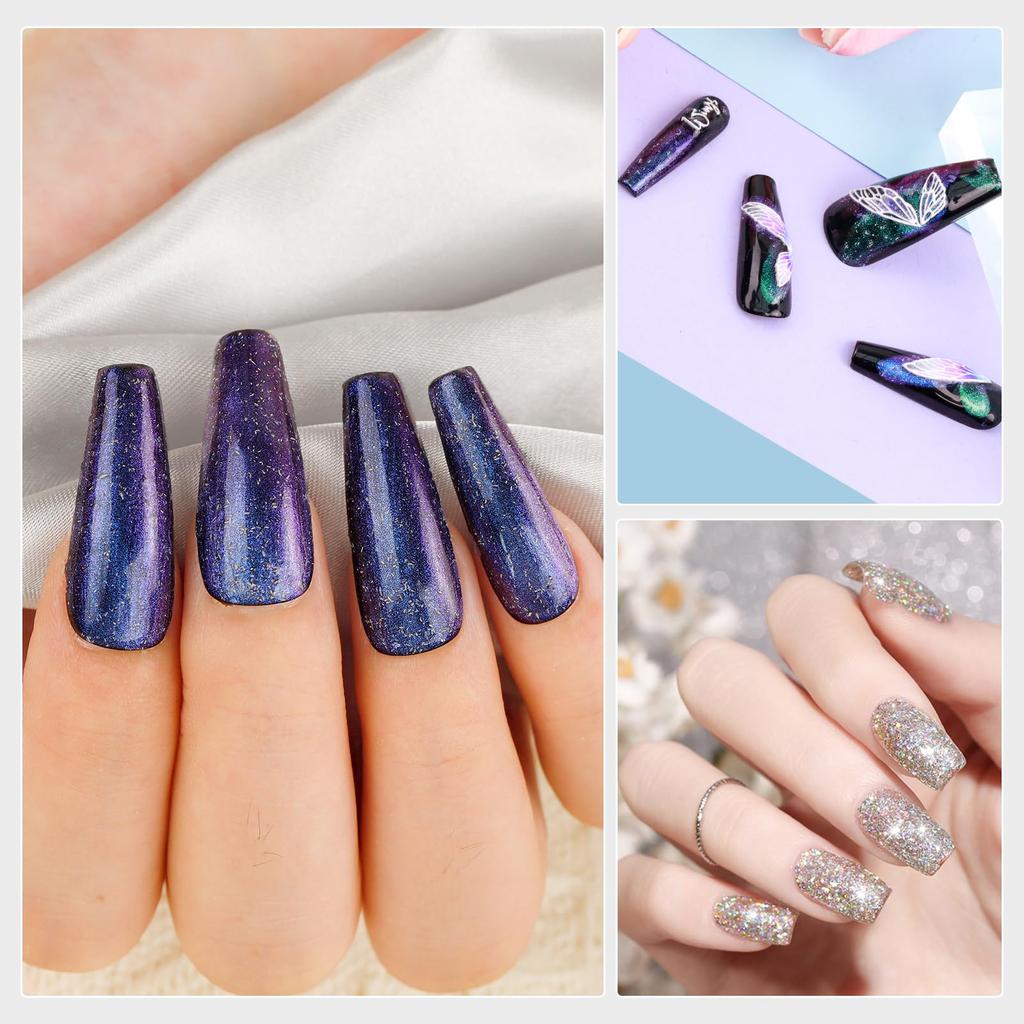 Biutee Gel Nail Glitter Flash Nail 6 Fine Shining Nail Polish Polish, Colors, 8ml, Particles, Nail, Iridescent, Gel, Polygel, UV/LED Compatible,