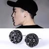 Men's Black Crystal Cluster Earrings - Simple Korean Style with Personality
