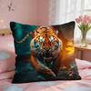 Tiger Animal Print Pattern Cushion Cover Square Short Plush Pillow Case Living Room Sofa Home Decor Funda X