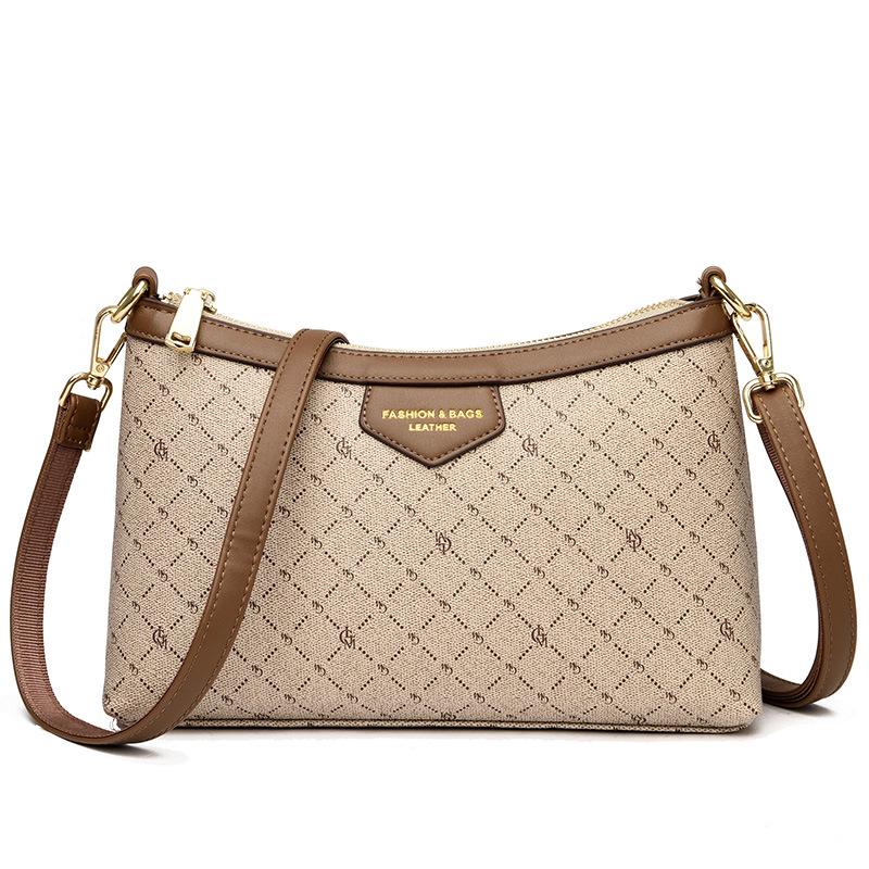 European and American retro bags 2025 new fashion light luxury shoulder armpit bags middle-aged women s messenger bags printed women s bags