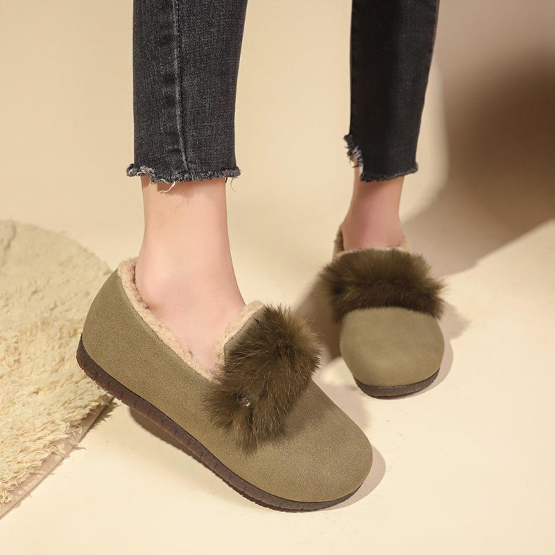 Women's soft elastic thick sole hairy mouth heightening winter fur one warm cold padded snow boots non-slip wear casual sports cotton boots