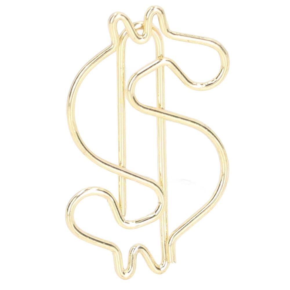 50Pcs Dollar Shape Gold Paper Clips Gold Small Paper Clips Cute Paper Clips Document Organization