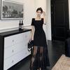 Sexy Lace Splicing Dress Women's 2026 Summer New Fat Large Size Small Fragrant Style Fashion Temperament Medium and Long Dress