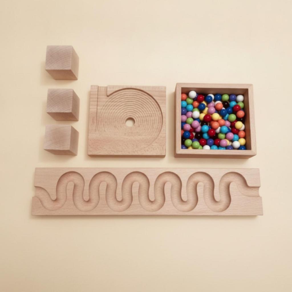 Marble Run with Wooden Blocks Educational Set for Preschoolers, Young Children,