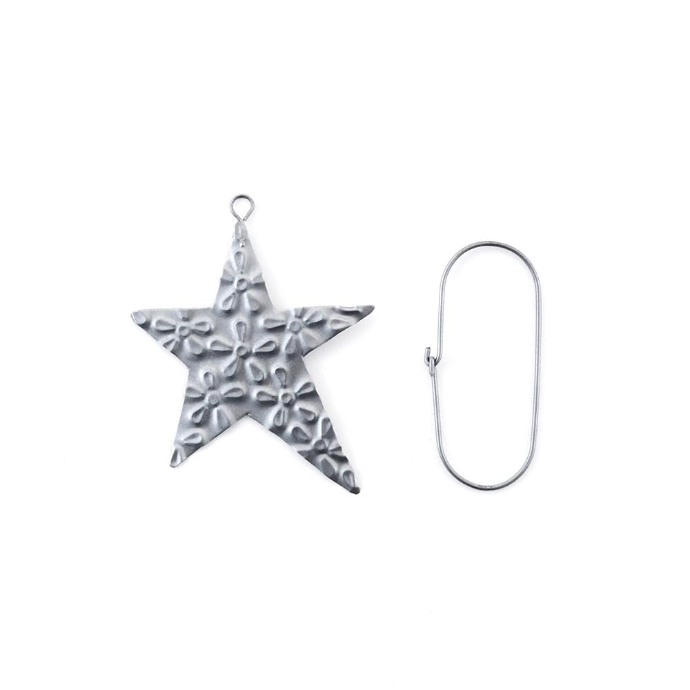 shesay Embossed Tin Ornament Key Charm Display Motif Nordic Korean Star (Gold)