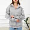 European & American Half-Zip Fleece Pullover: Long-Sleeved Sweatshirt with Half-High Neck for Autumn and Winter.