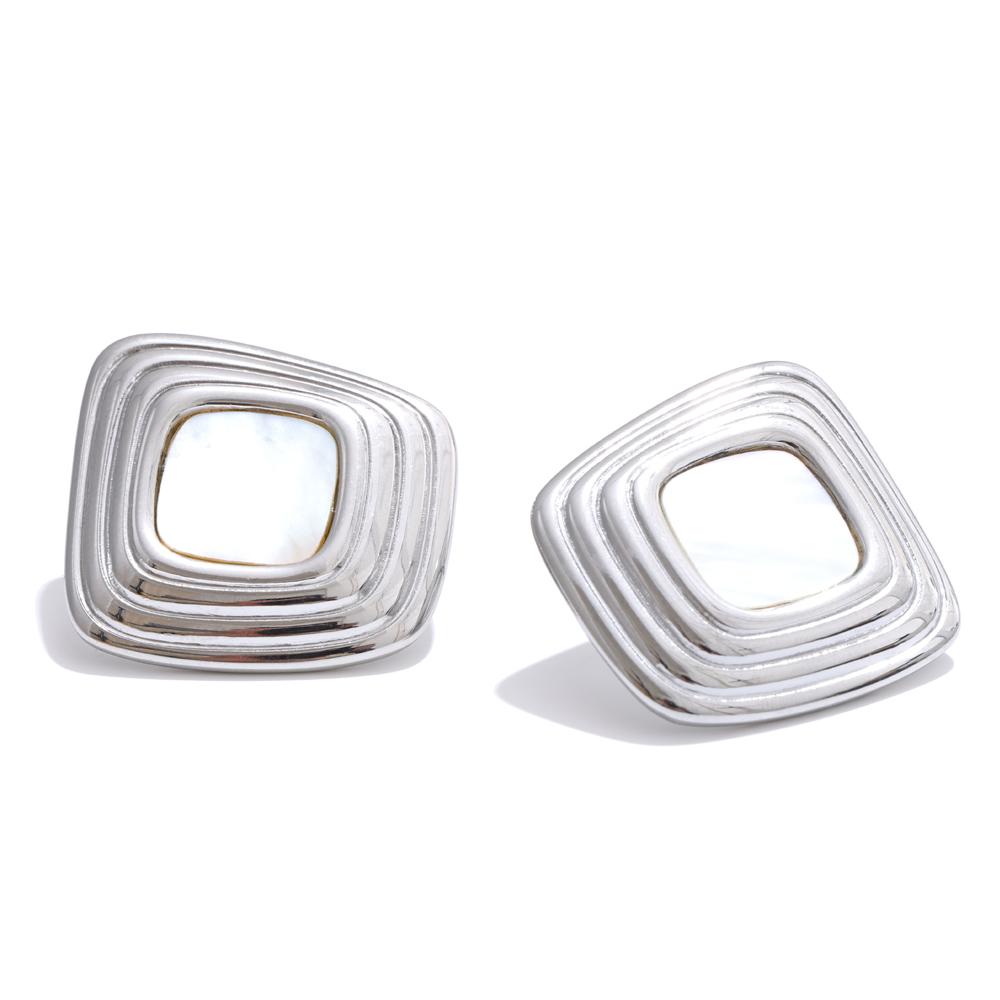 

Yhpup Trending Stainless Steel Shell Square Stud Earrings for All Occasions 16K Golden Plated Hypoallergenic Arrivals Jewelry