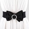 Ladies Xiaoxiangfeng Wide Waist Seal Rhinestone Inlay With Sweater Sweet Bow Elastic Belt Decorative Trench Coat