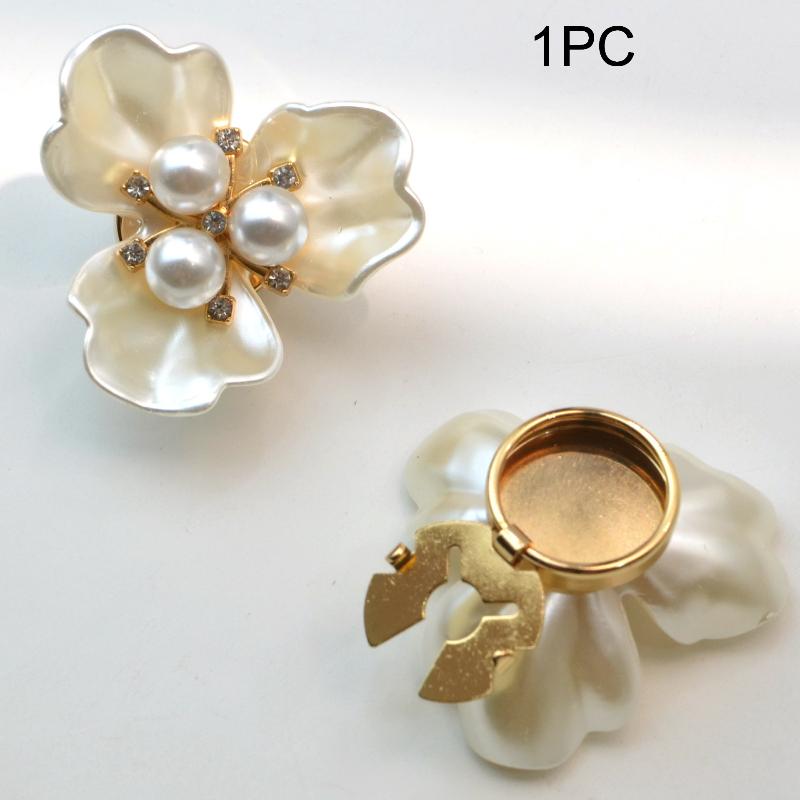 

Three-petal Flower Pearl Cufflinks Button Cover Rhinestone Shirt Dress Sleeve Collar Clips For Women Decorative Jewelry Gift