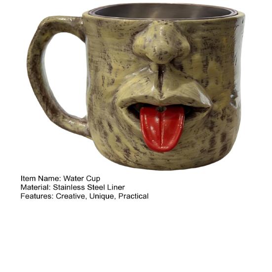 Tazza Classica con Lingua che Esce con Interno in Acciaio Inox Tazza da Caffè Tè in Ceramica Design Creativo Faccina Divertente Articoli da Tavola Regalo Scherzoso Unico per Amici