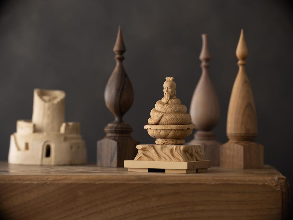 Tiny Buddha Ugajin Snake Buddha Statue Figure Wood Carving Ornament Ugajin 8.5cm (wood Boxwood) - (GSB