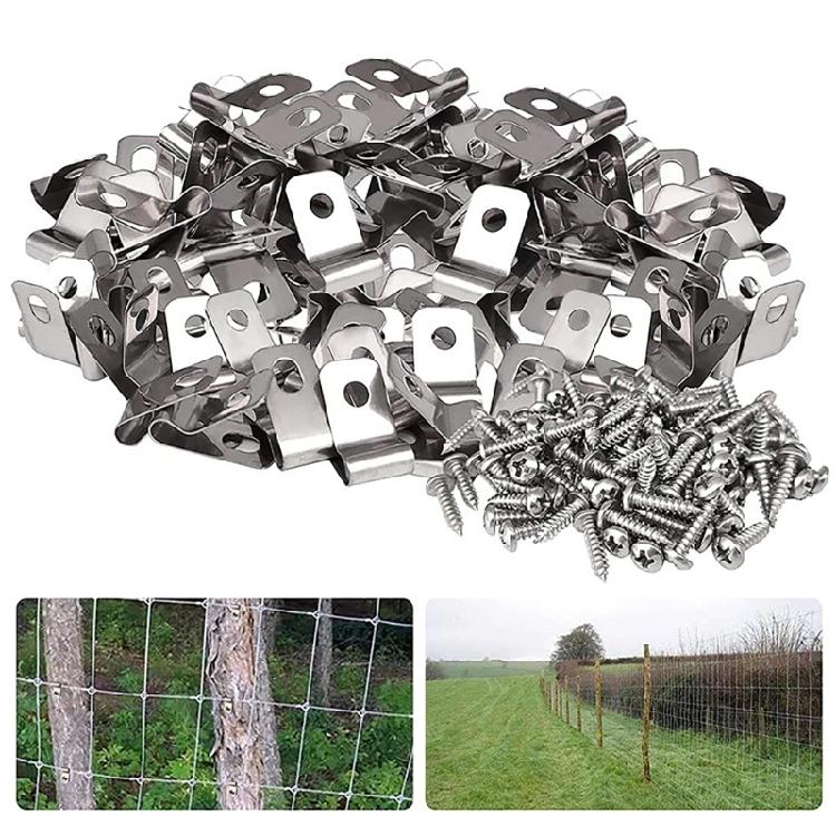 100pcs Outdoor Stainless Steel Wire Fence Clips Providing Stable Support For Yard And Pasture Fencing Projects
