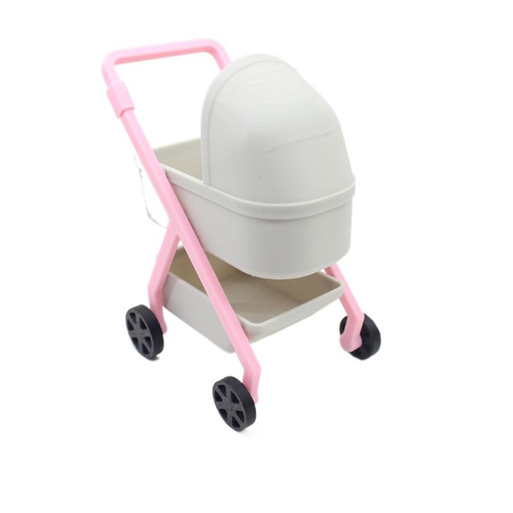 Bedroom Miniature Baby Stroller 1:12 Simulation Baby Bassinet Cart  Kids Toy