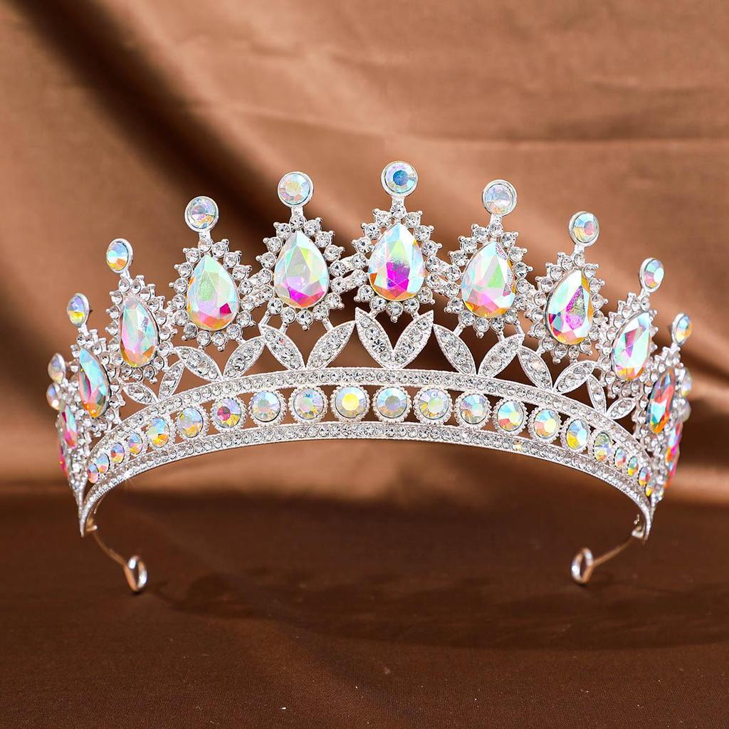 European & American Tiara Bridal Headwear: Princess Crown with Alloy & Inlaid Diamonds