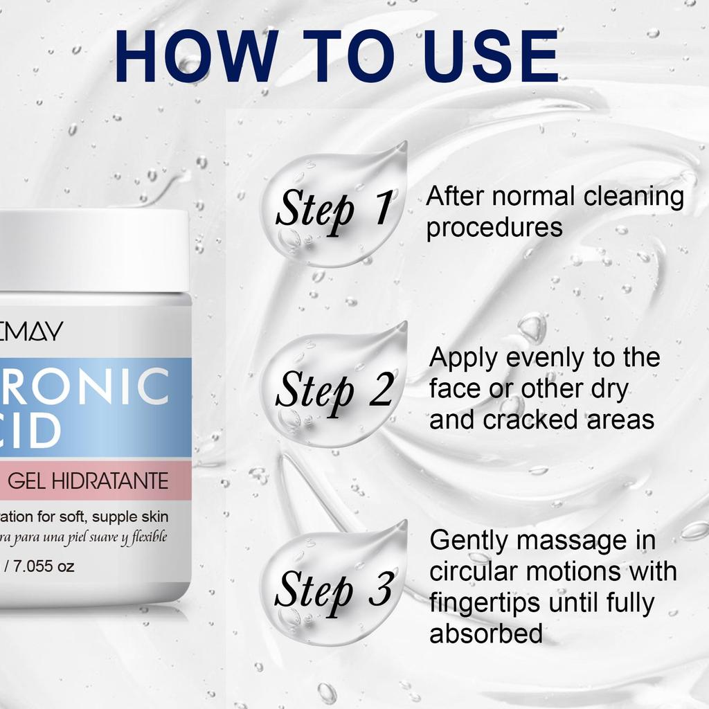 Hyaluronic Acid Moisture Gel-Provide Long-Lasting Hydration For Fine Lines And Wrinkles Keep Skin Soft, Supple-Suitable For All Skin Types, 200ml