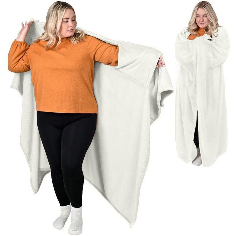 Warm Blanket for Home Bedroom Adult Gift Wear A Cape Outside Flannel Home Warm Wearable Blanket Comfortable Soft Sofa Blanket