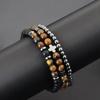 New 3Pcs Natural Stone Beads Bracelet Set With Black Onyx Tiger Eyes Hematite Healing Braclet Gifts For Him Lava Accessories