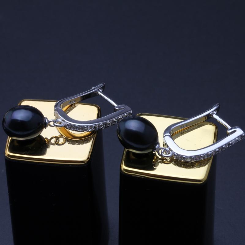 Real Freshwater Grey Pearl Earrings for Women,classic 925 Sterling Silver Earrings Birthday Gift