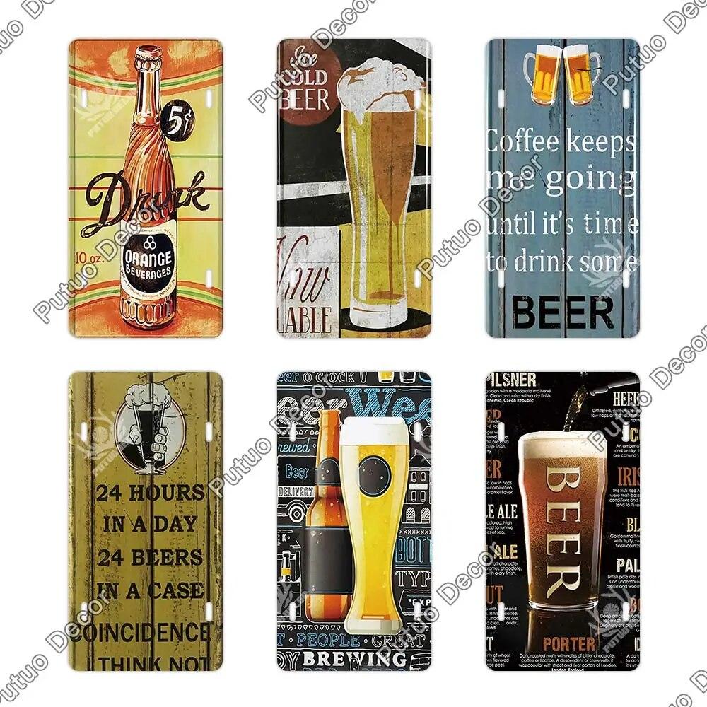 Placa de metal para coquetel Putuo Decor Placa de licença Placa de metal Placa de lata vintage Decoração para Pub Bar Sala de estar Porta Clube Decoração