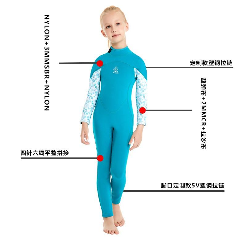 Kids 2mm 3mm Neoprene Wetsuit Full Body Long Sleeve Surf Diving Swimsuit Boys Girls UV Protection Warm